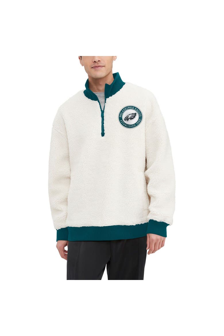 Men's Tommy Hilfiger  Cream Philadelphia Eagles Jordan Sherpa Quarter-Zip Sweatshirt, Main, color, Cream
