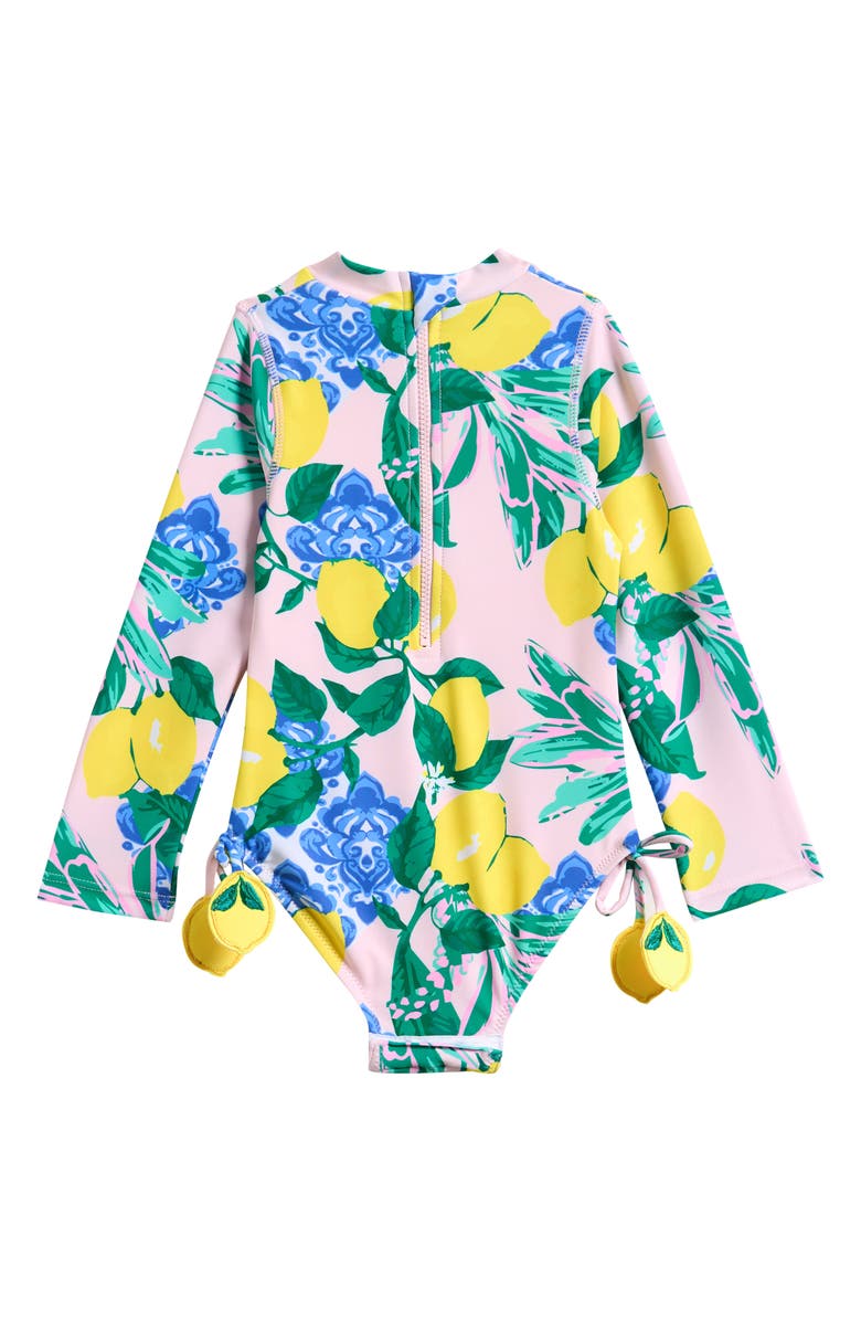 Shade Critters Kids' Santorini Citrus Long Sleeve One-Piece Rashguard Swimsuit, Alternate, color, Blue/ Yellow/ Pink Multi