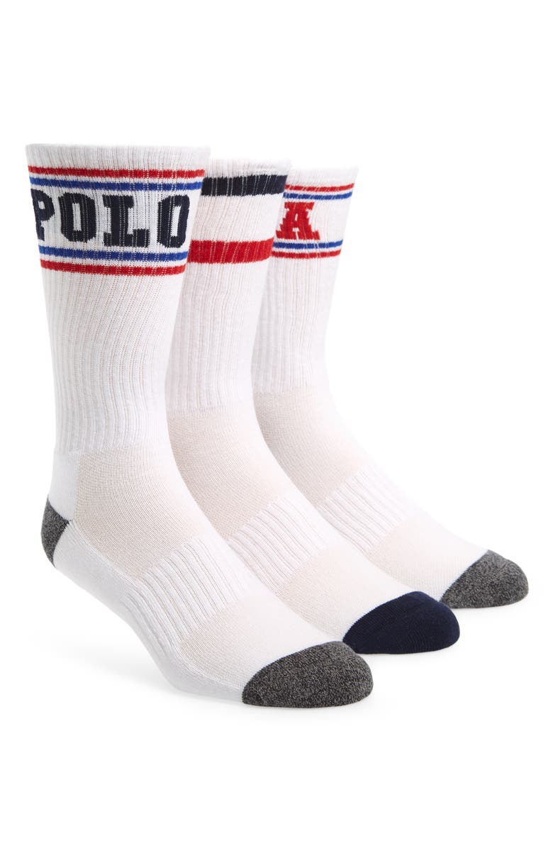 Polo Ralph Lauren Americana 3-Pack Athletic Socks, Main, color, 