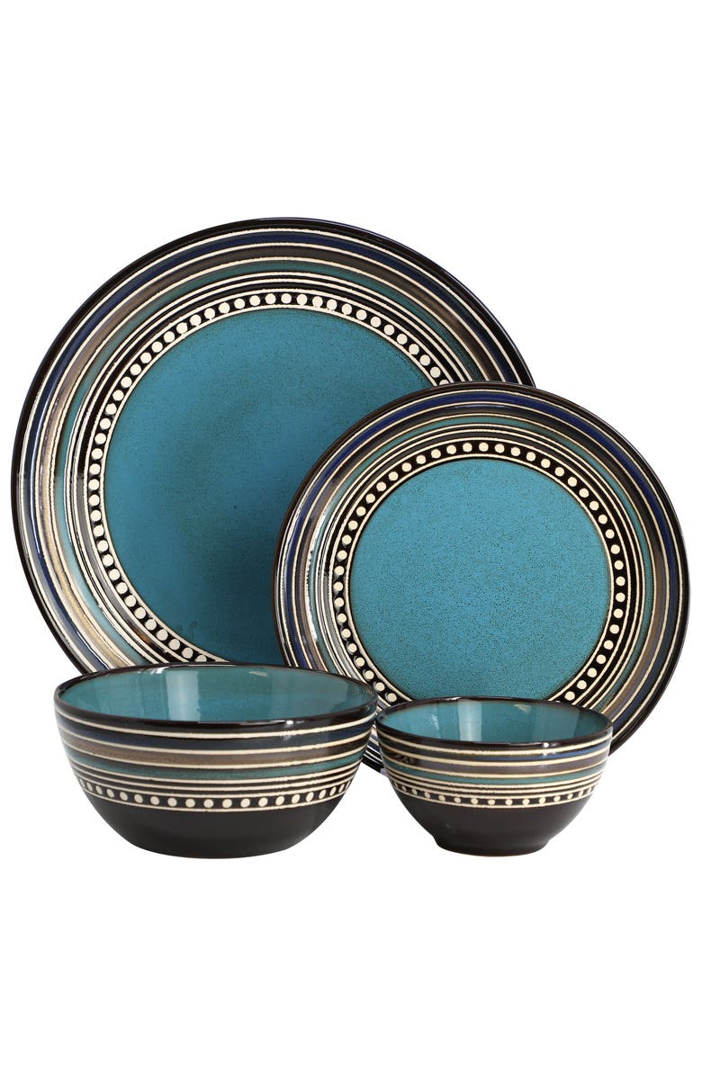 Gibson Cafe Versailles 16 Piece Double Bowl Dinnerware Set -, Alternate, color, Blue