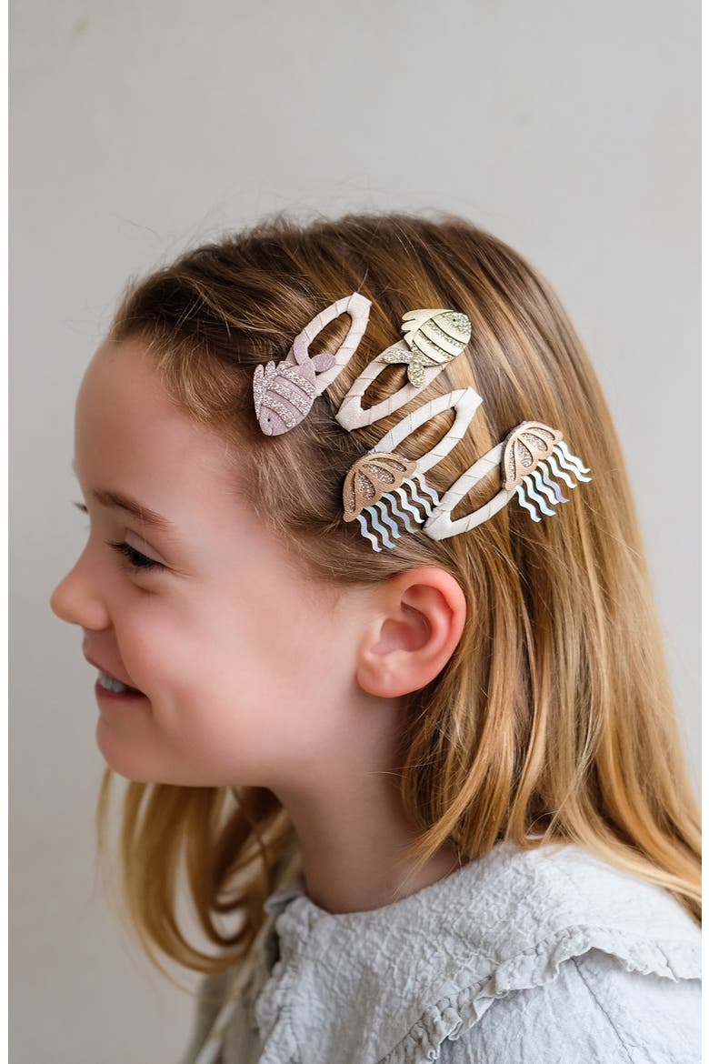 Kids' Fishy Friends Assorted 4-Pack Hair Clips, Alternate, color, GOLD