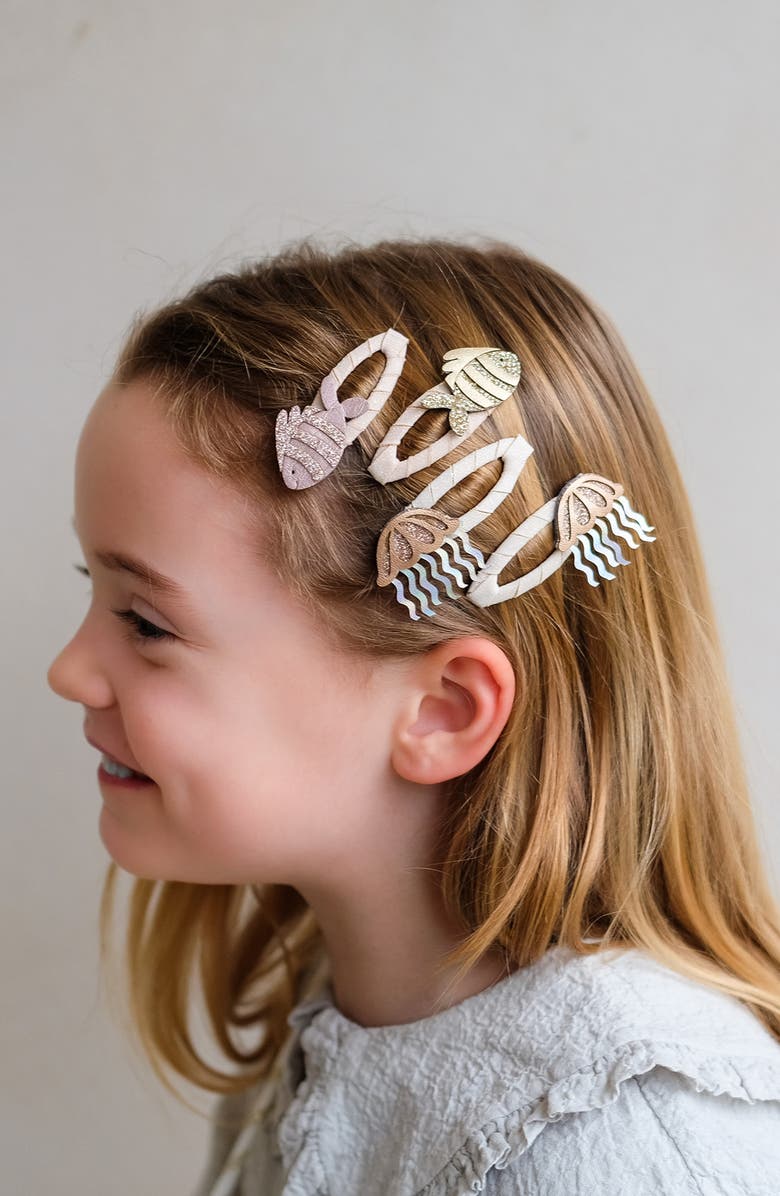 Mimi & Lula Kids' Fishy Friends Assorted 4-Pack Hair Clips, Alternate, color, Gold