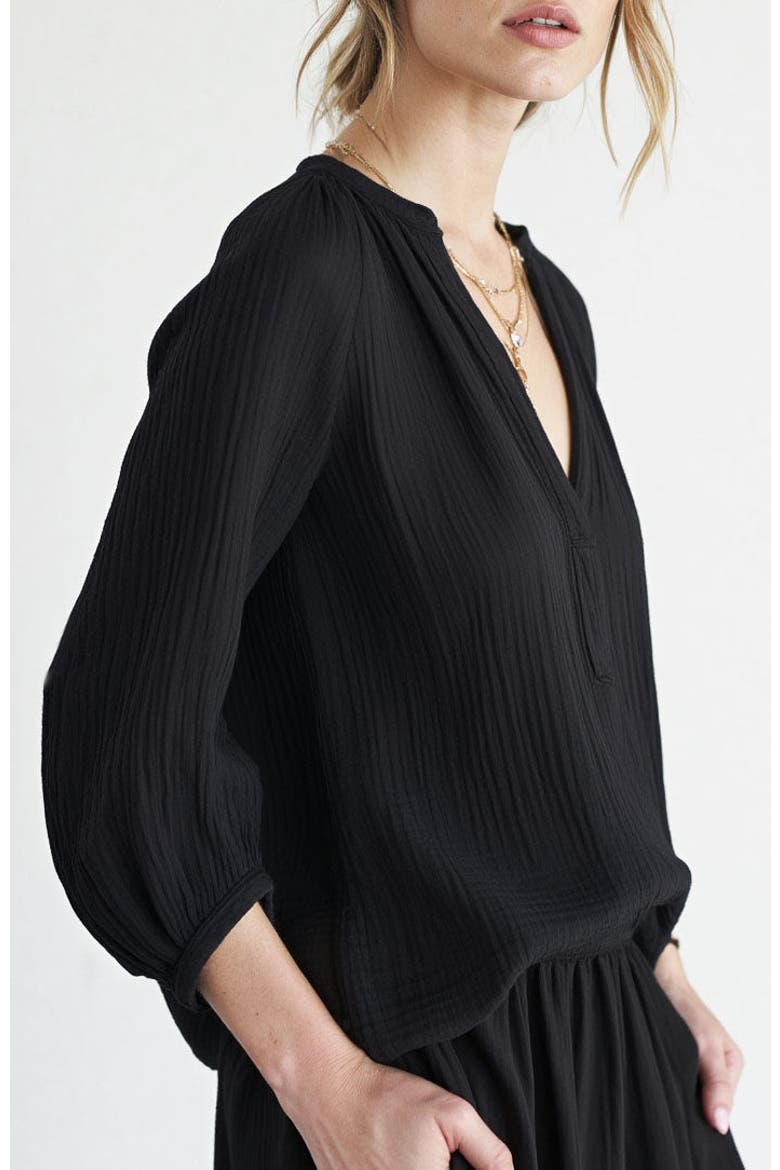 Gauze Top, Alternate, color, Black