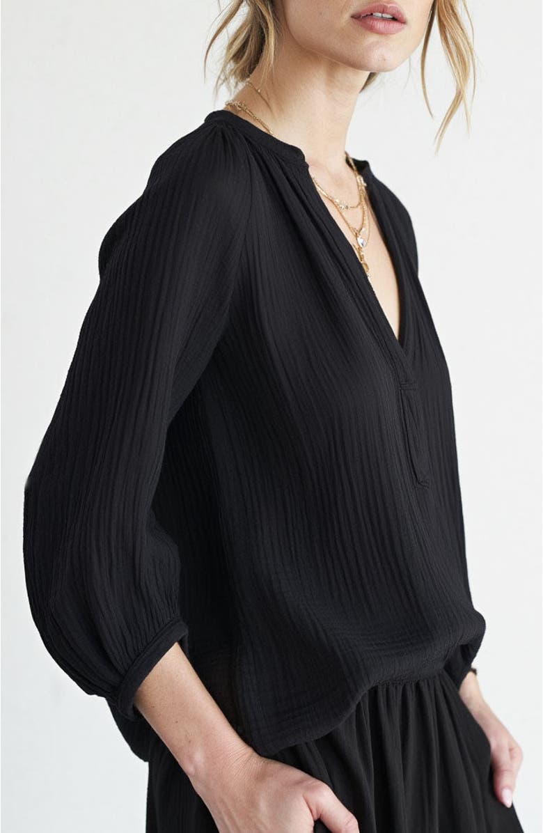 ocean+main Gauze Top, Alternate, color, Black