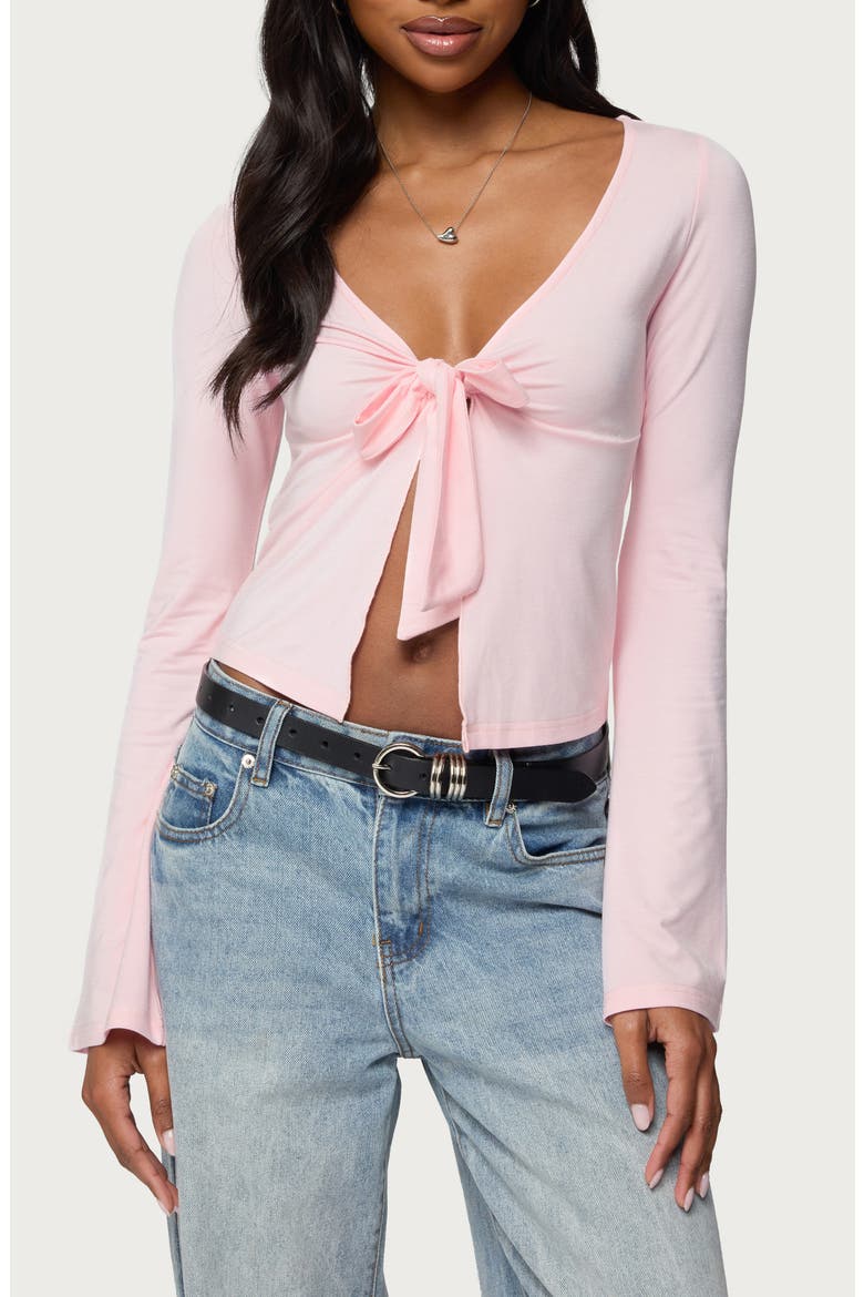 Scarlette Tie Front Top, Main, color, LIGHT-PINK