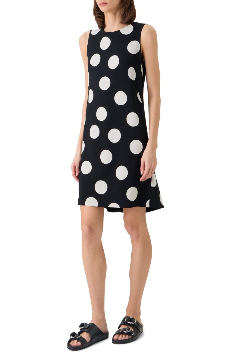 Akris punto X-Large Polka Dot Stretch Crepe A-Line Minidress, Alternate, color, Black-Cream