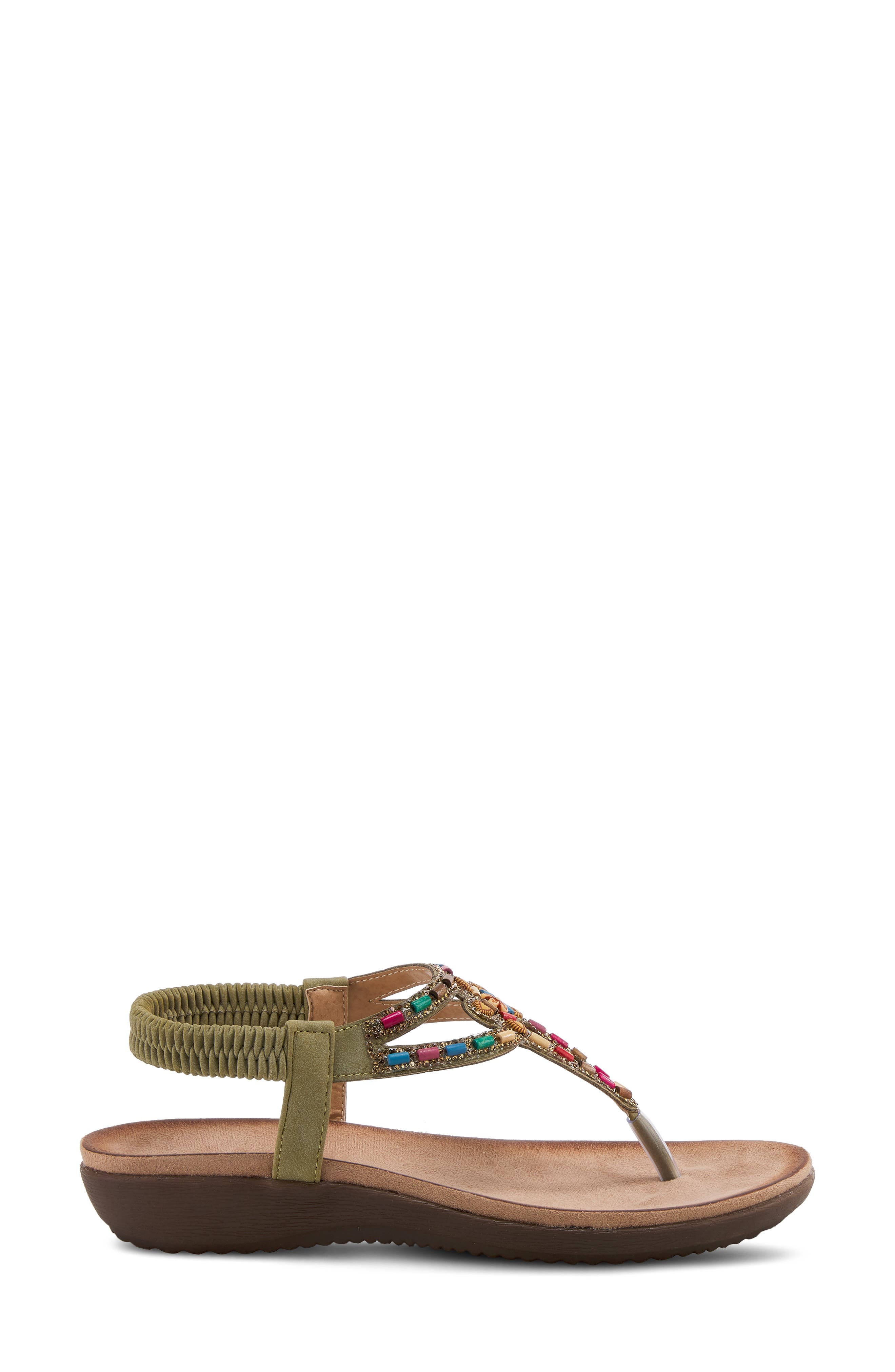 Crema Beaded Thong Sandal, Alternate, color, OLIVE GREEN