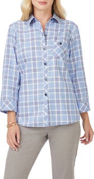 Foxcroft Hampton Plaid Non-Iron Button-Up Shirt