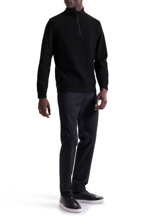 Bugatchi Chevron Quarter Zip Cotton Blend Pullover In Black