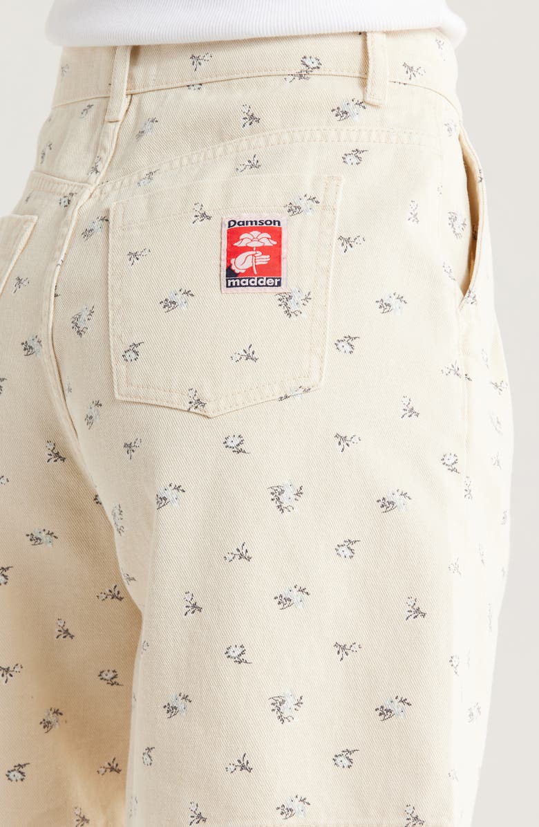 Damson Madder Nova Floral High Waist Denim Shorts, Alternate, color, Cream