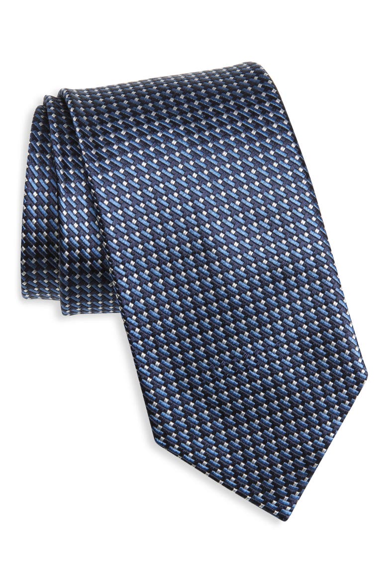 Geometric Silk Jacquard Tie, Main, color, BLUE