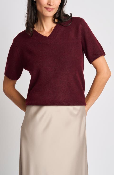 Short Sleeve V-Neck Sweater