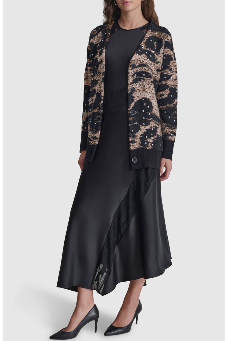 Oversize Studded Sweater, Alternate, color, BLACK/ TRUFFLE