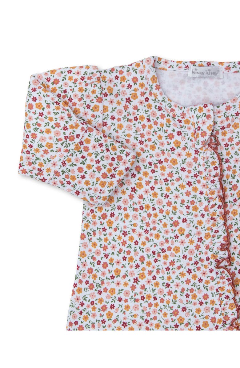 Kissy Kissy Floral Pima Cotton Zip Footie, Alternate, color, 