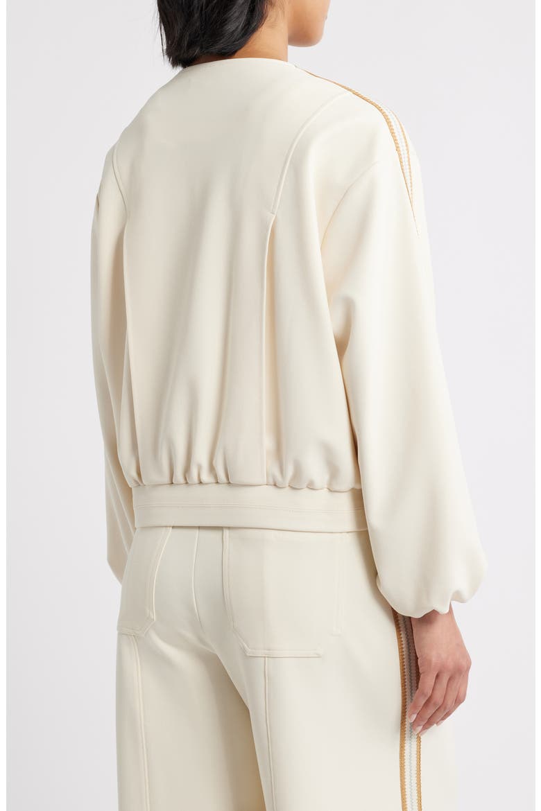 Stripe Trim Front Zip Jacket, Alternate, color, ECRU