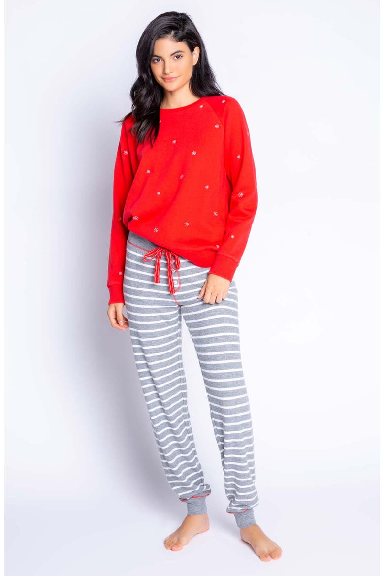 Joyful Pajama Top, Alternate, color, RED HOT