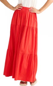 Brave+True Erini Tiered Linen Blend Maxi Skirt