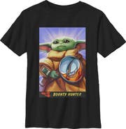 Star Wars: The Mandalorian and Grogu Boys' The Child Bounty Hunter Comic Art Short Sleeve Graphic T-Shirt