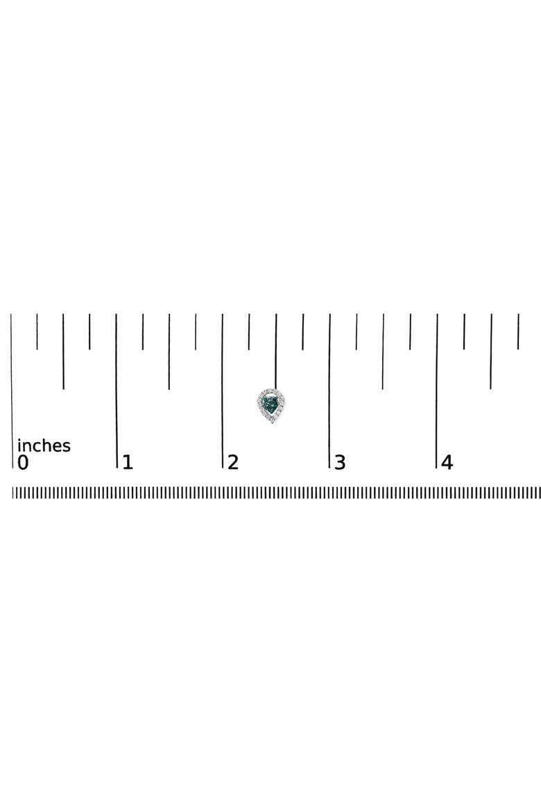 Sterling Silver 1/2 Cttw Blue and White Diamond Pear Shape Halo Stud Earrings, Alternate, color, Silver