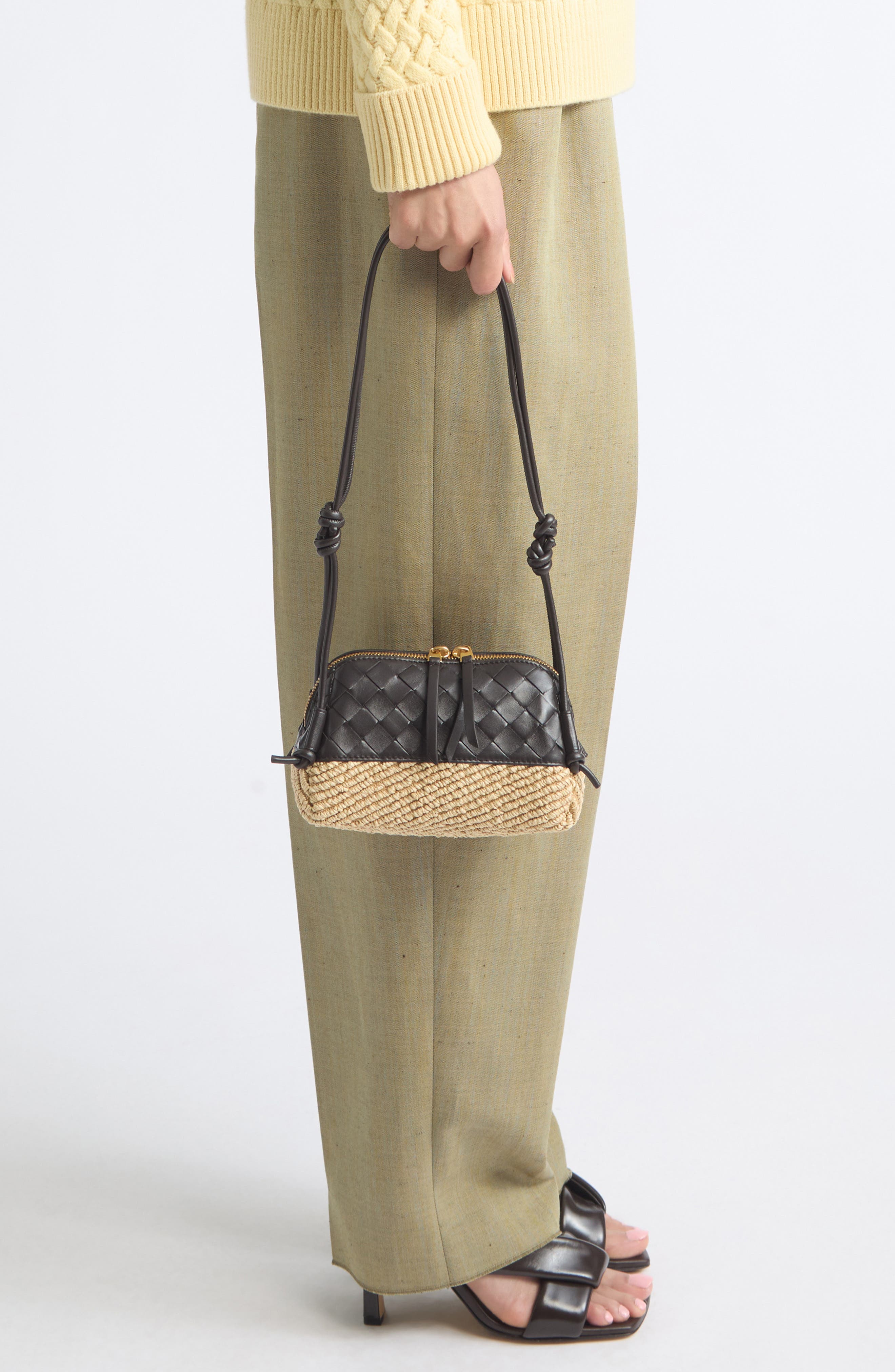 Mini Concert Intrecciato Crossbody Bag, Alternate, color, NATURAL/ ESPRESSO-G