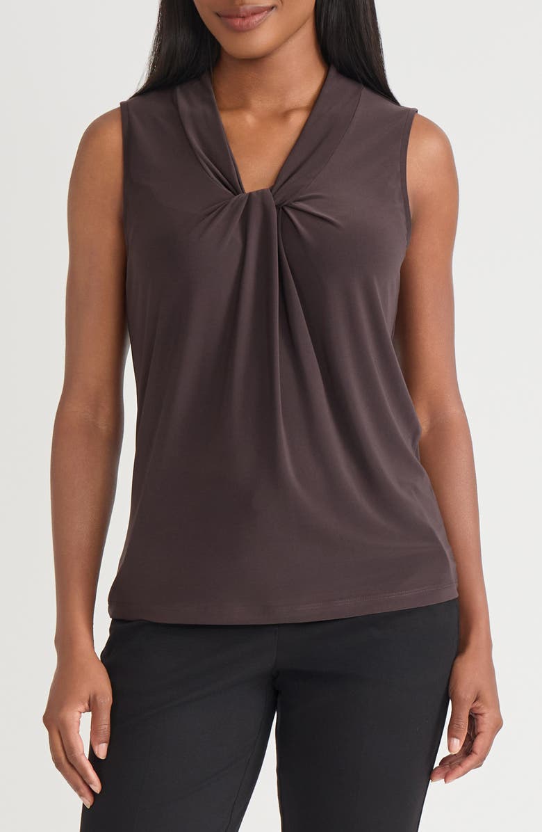 KASPER Knot Front Sleeveless Top, Main, color, Rich Chocolate
