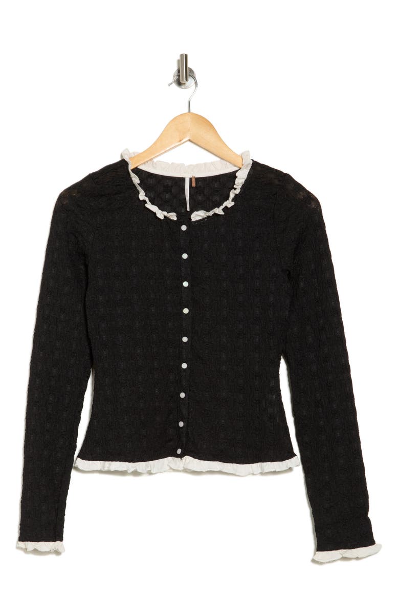Free People Blackbird Ruffle Cardigan, Alternate, color,