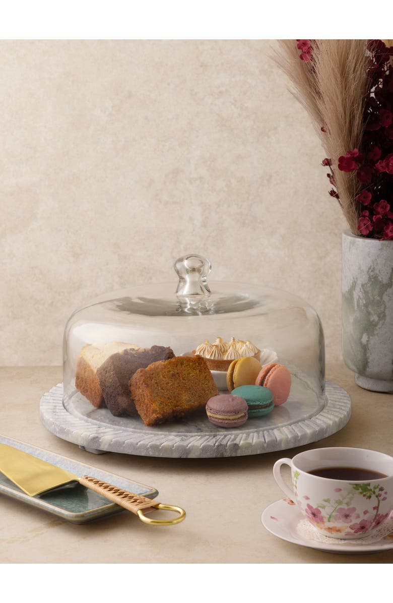 GAURI KOHLI Blinq Green Onyx Serving Board with Cloche, Alternate, color, Green