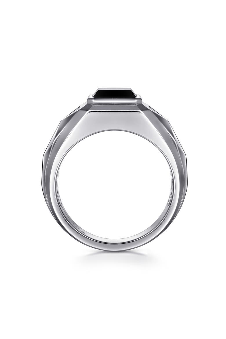 Men's Facets Sterling Silver Onyx Ring, Alternate, color, STERLING SILVER/ ONYX