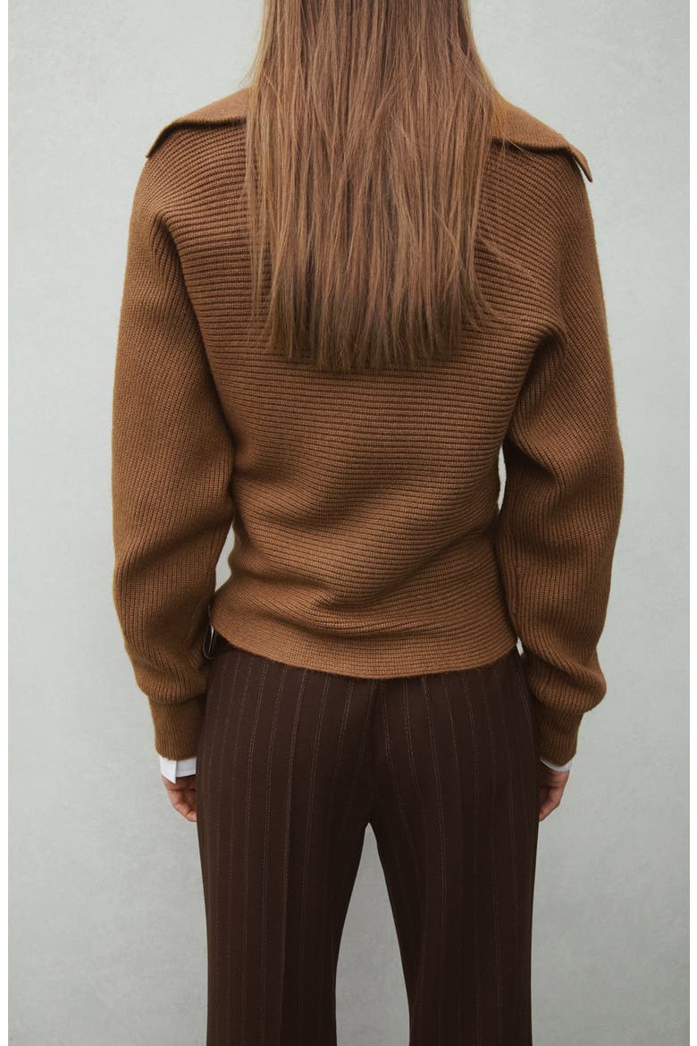 Rib Johnny Collar Sweater, Alternate, color, TOBACCO BROWN