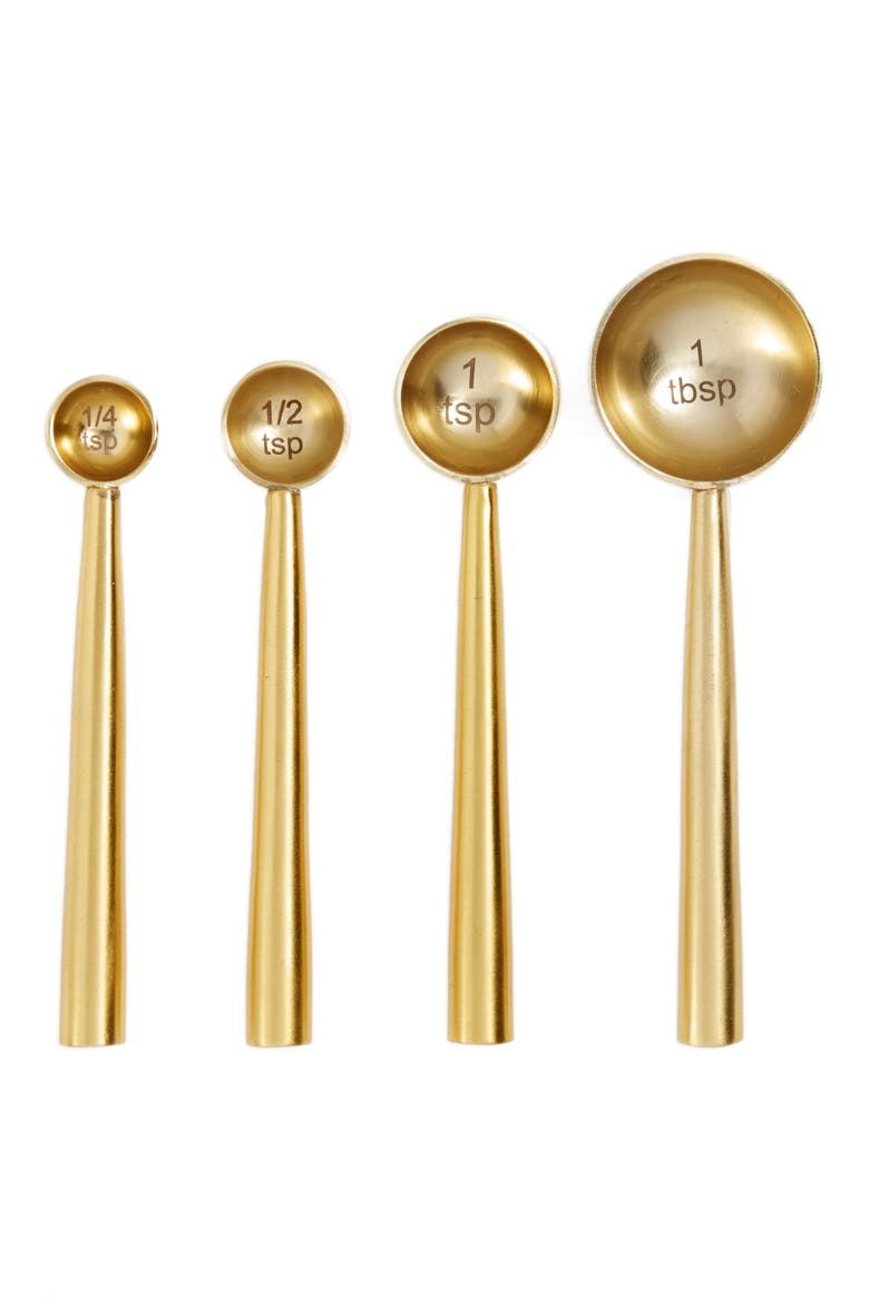 Set of 4 Measuring Spoons, Main, color, GOLD
