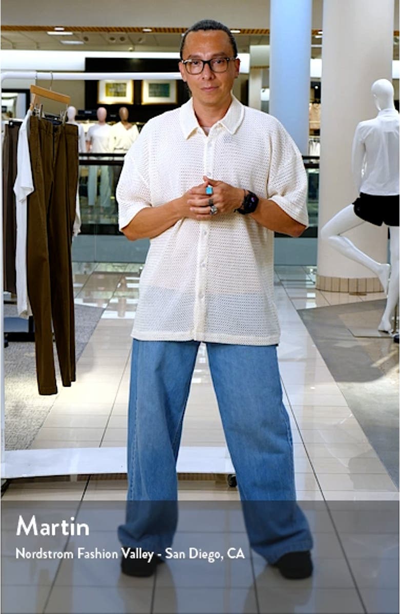 Munro Open Stitch Short Sleeve Cotton Button-Up Shirt, sales video thumbnail