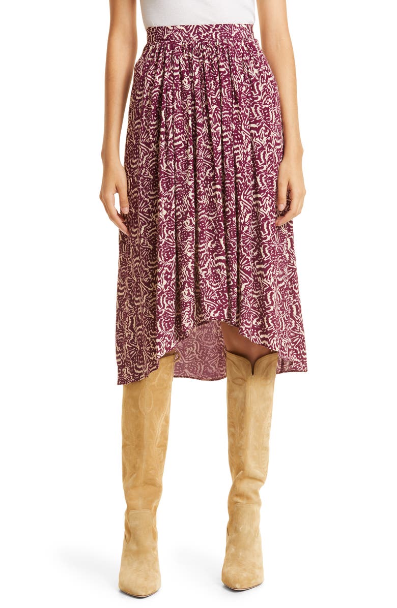 ba&sh Lenny Print Skirt, Main, color, Raisin