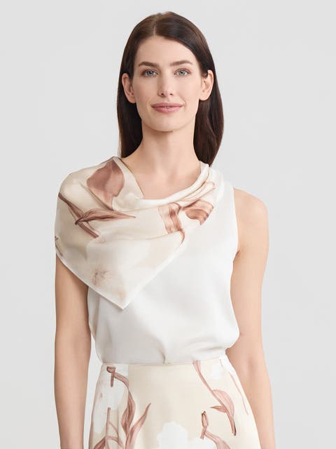 Floral Print Silk Scarf