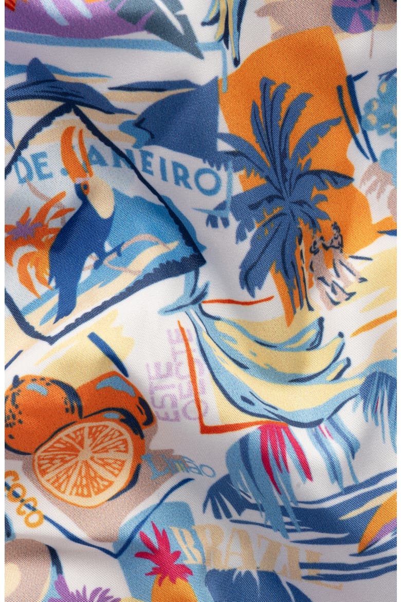 Postcard Print Swim Trunks, Alternate, color, WHITE