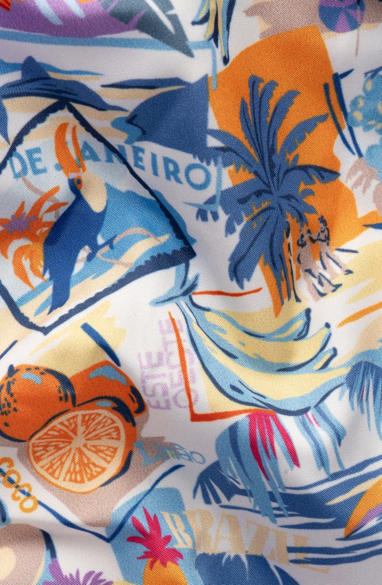 Eton Postcard Print Swim Trunks, Alternate, color, White