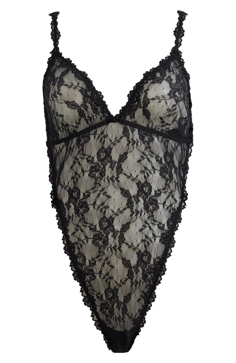 SKIMS Stretch Lace Teddy, Alternate, color, Soot