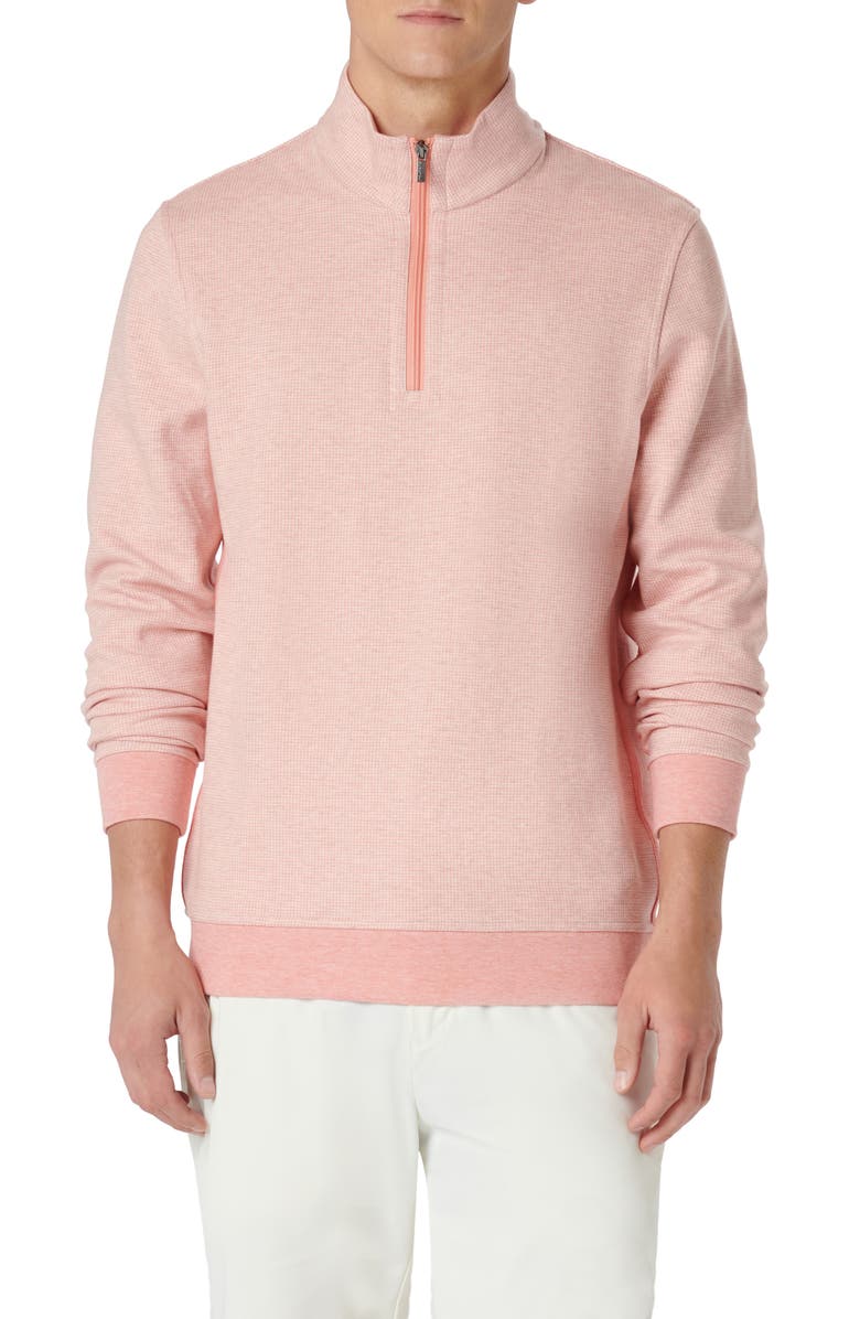 Bugatchi Quarter Zip Pullover, Main, color, Salmon