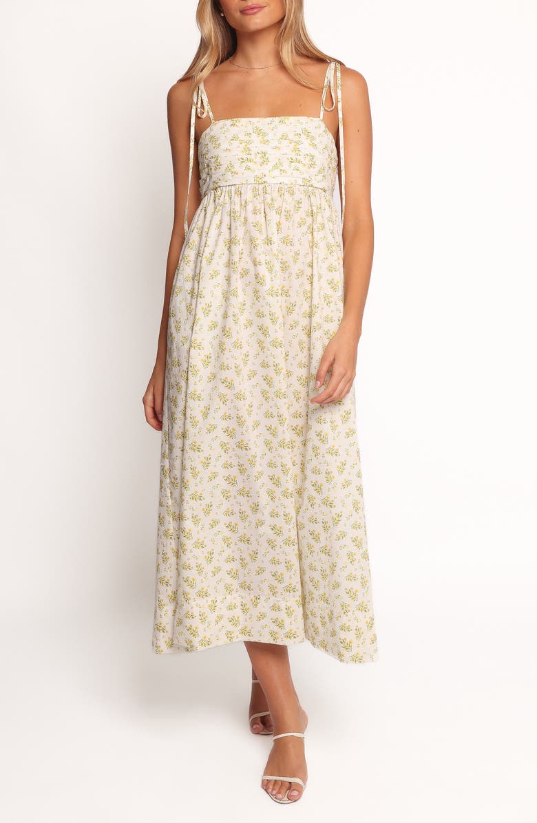 Petal & Pup Ashtyn Pleated Bodice Maxi Sundress, Main, color, Yellow Floral