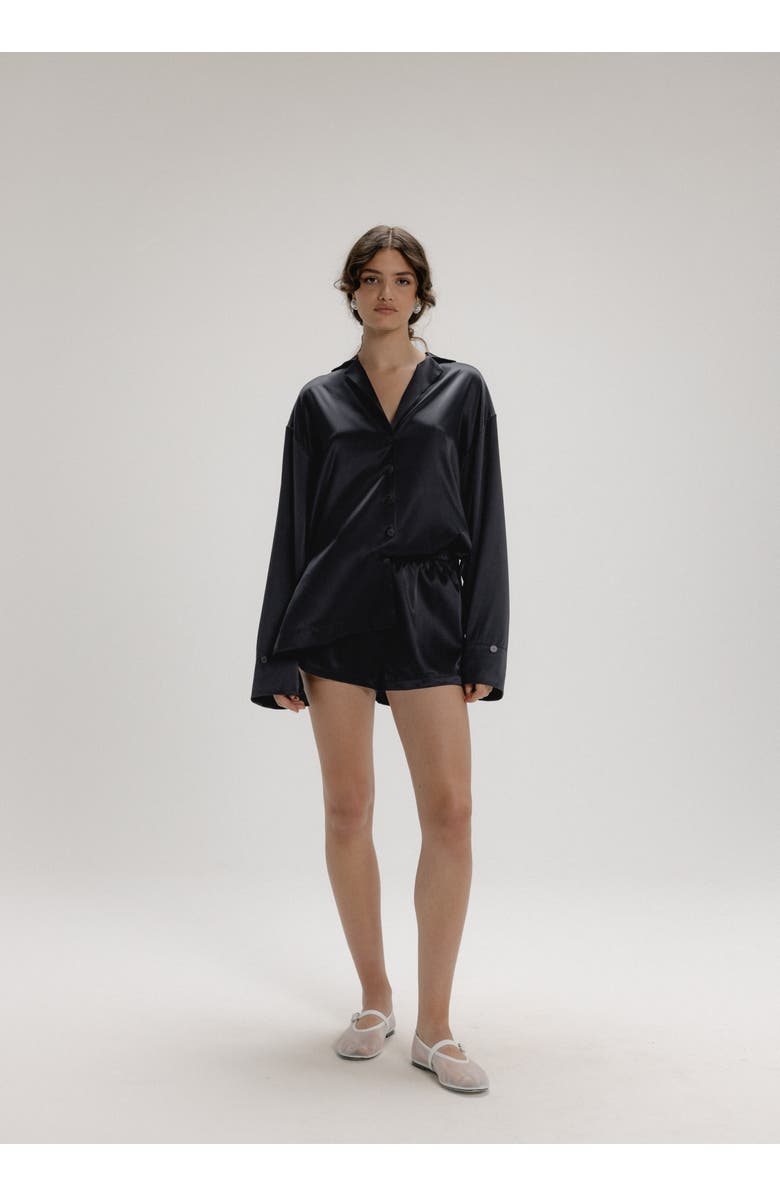 Alas Silk Mini Shorts, Alternate, color, Black