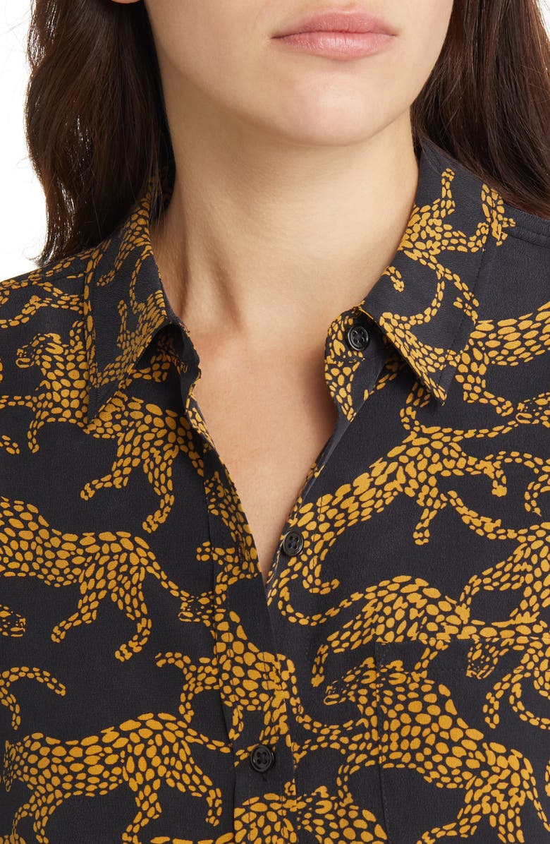 Rails Kate Lynx Print Silk Button-Up Blouse, Alternate, color, 