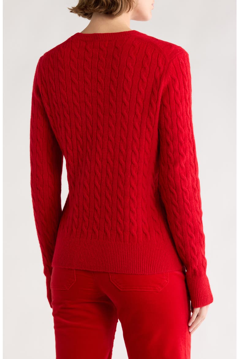 Cable Stitch Crewneck Sweater, Alternate, color, RED