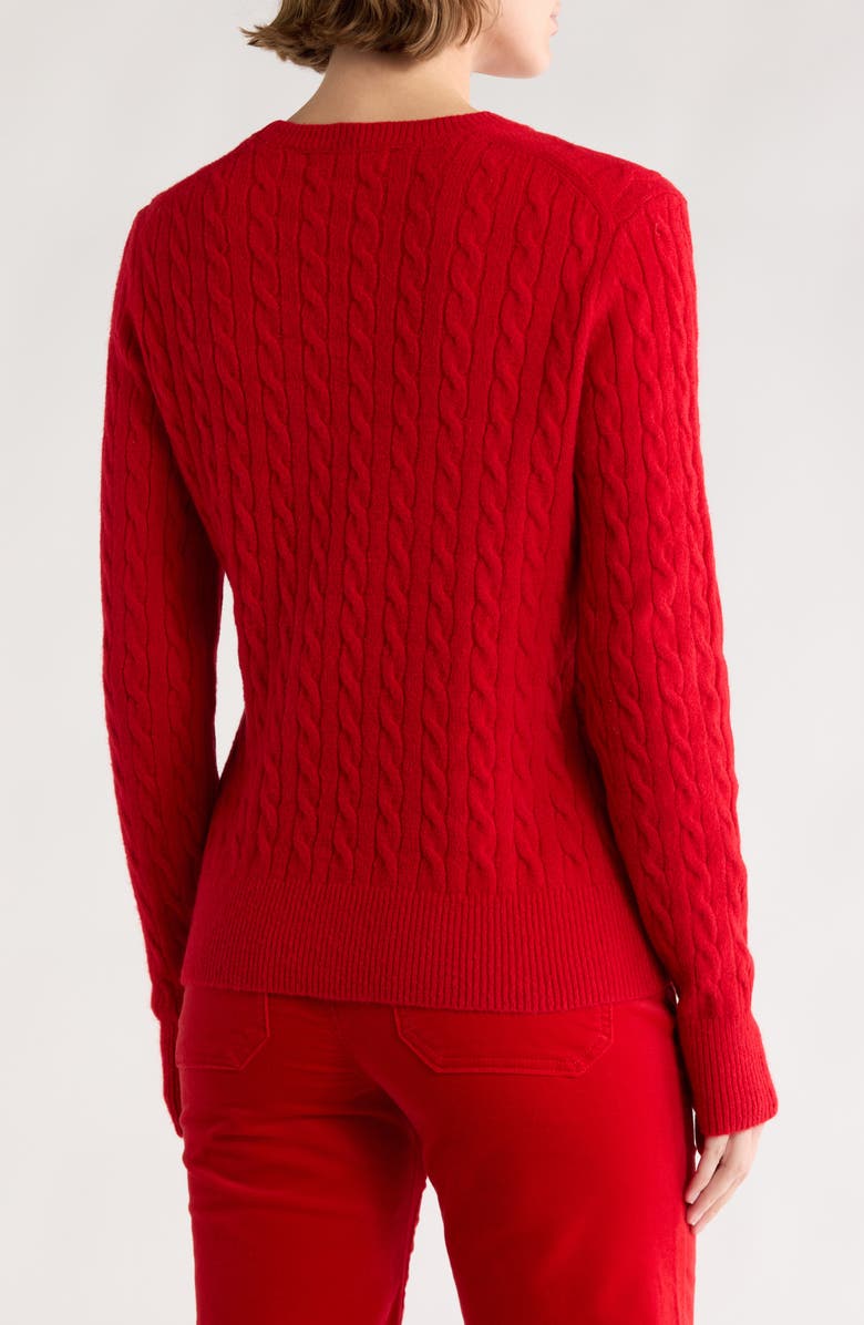 Brooks Brothers Cable Stitch Crewneck Sweater, Alternate, color, Red