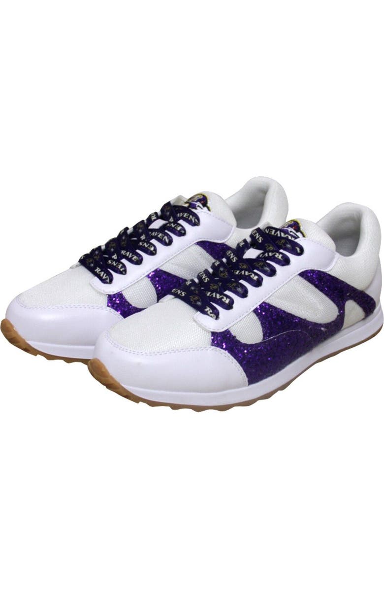 CUCE Women's Cuce White Baltimore Ravens Glitter Sneakers, Main, color,