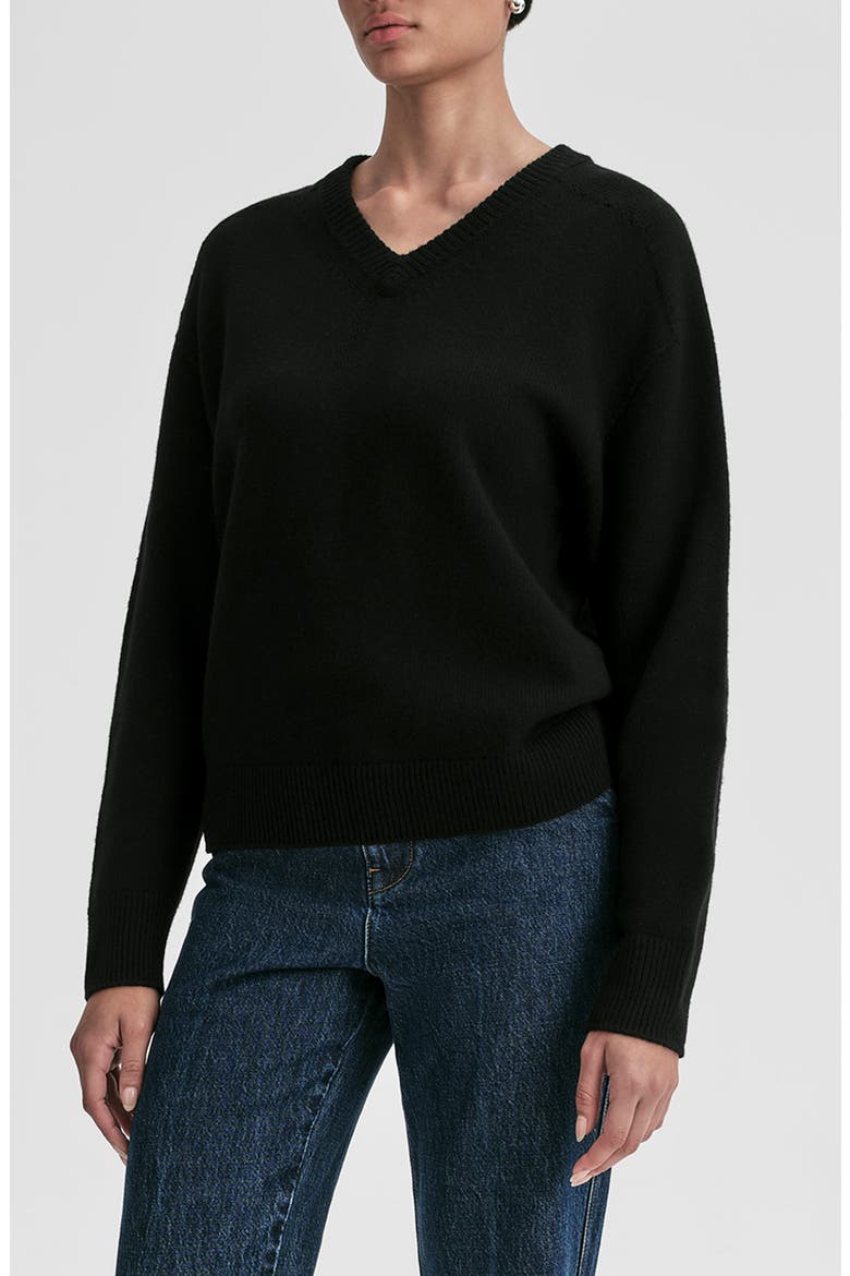 Calven V-Neck Cashmere Sweater, Main, color, BLACK