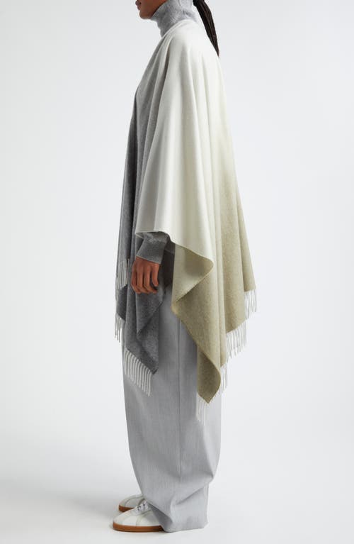 Johnstons Of Elgin Ombré Fringe Trim Cashmere Cape In Gray
