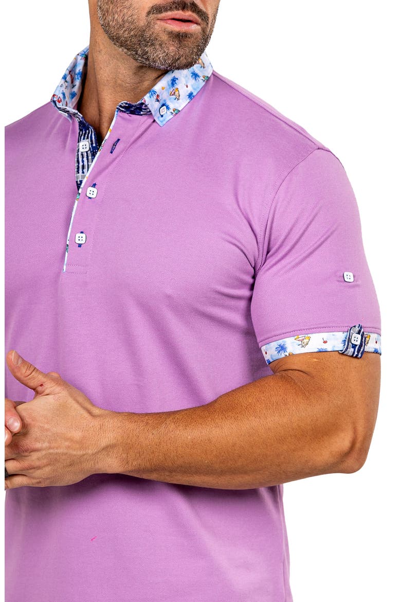 Newton Marthyr0031 Purple Button-Down Piqué Polo, Alternate, color, PURPLE