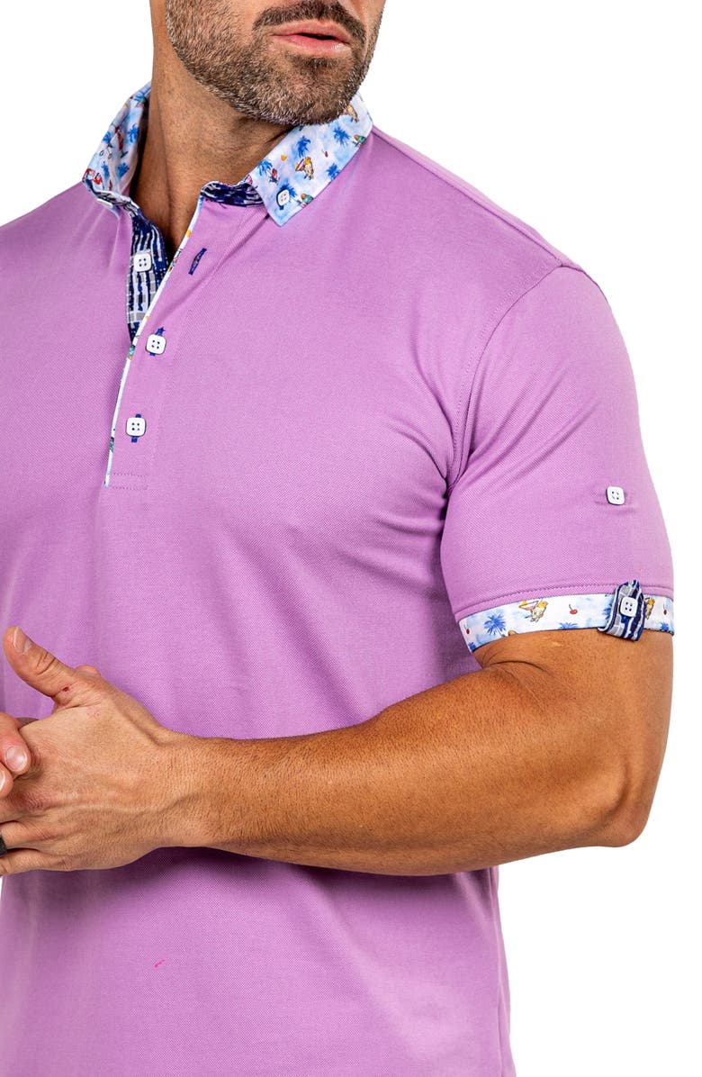 Maceoo Newton Marthyr0031 Purple Button-Down Piqué Polo, Alternate, color, Purple