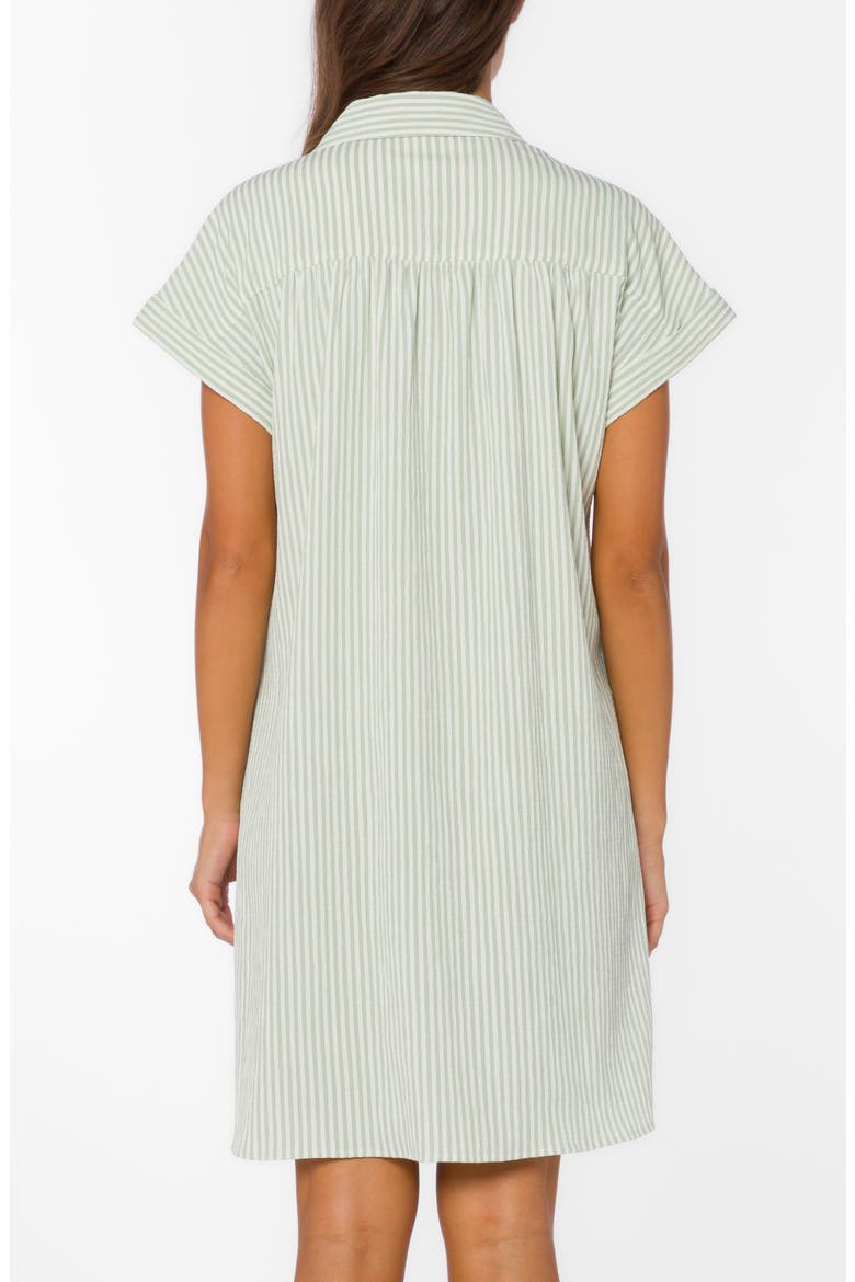 Stripe Short Sleeve Seersucker Mini Shirtdress, Alternate, color, MUTED SAGE STRIPE