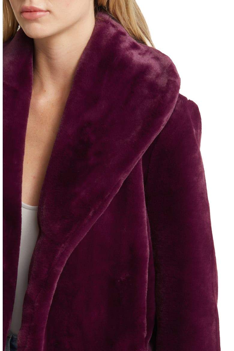 Shawl Collar Faux Fur Jacket, Alternate, color, DRY MARTINI
