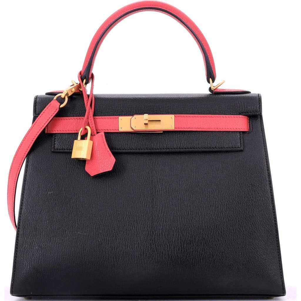 Pre-owned Hermes Hermes Kelly Handbag Bicolor Chevre Mysore With Brushed Gold Hardware 28